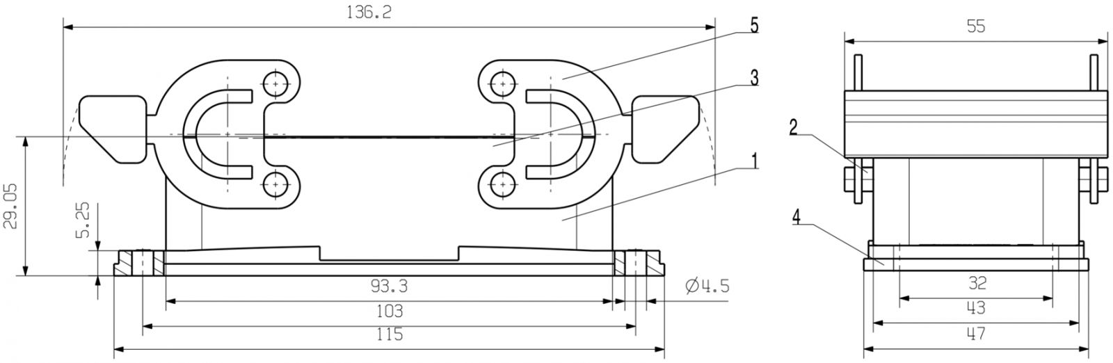 בסיס למחבר תעשייתי WEIDMULLER HE HDC 16B ABU